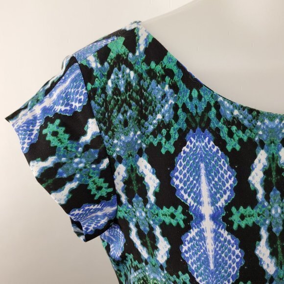 Sam Edelman Dress S Snake Print Blue Green Sheer A‎ - Picture 2 of 8
